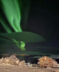 an image of the northern lights in the sky at Mikkelvik Brygge in Mikkelvika
