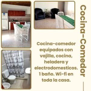 eine Collage aus Bildern einer Küche und eines Wohnzimmers in der Unterkunft Los Cardales Casa Quinta con Pileta in Esquina