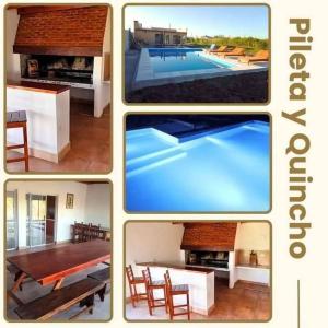 eine Collage mit vier Bildern eines Schwimmbads in der Unterkunft Los Cardales Casa Quinta con Pileta in Esquina