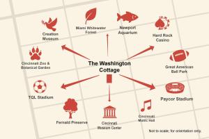 una mappa del campus del Westminster College di The Washington Cottage - 6ppl a Harrison