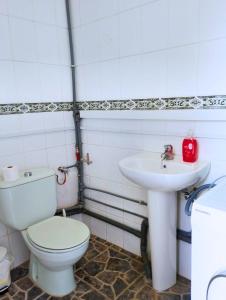 une salle de bains avec toilettes et lavabo dans l'établissement Apartamento Campo Rosa Tacoronte, à Tacoronte