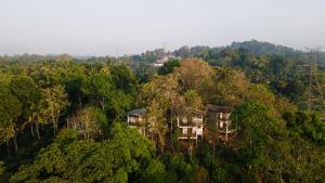een luchtfoto van een huis in het bos bij Circle Edge Cabana in Kandy