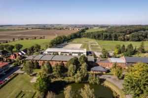 an aerial view of a farm with a building at Penzion Albertovec in Opava