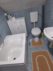 a bathroom with a tub and a toilet and a sink at VISOKO Room in Visoko
