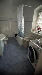 アルノルトシュタインにあるAlpine's Apartmentの浴槽、トイレ、洗面台を備えたバスルーム