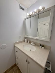 a bathroom with a sink and a mirror at Cozy and well located 2-bedroom basement in Provo