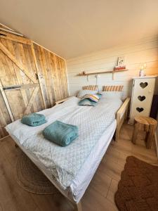 Ένα ή περισσότερα κρεβάτια σε δωμάτιο στο Tiny Cabin Under the Northern Lights