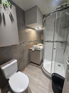 ein Badezimmer mit Toilette, Dusche und Waschbecken in der Unterkunft Appartement entier T2 proche gare de Cergy préfecture in Cergy