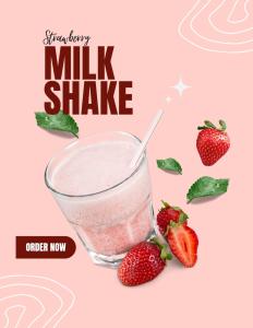 a advertisement for a strawberry milk shake with strawberries at Haneeshya camping site -Tents in Lammasingi