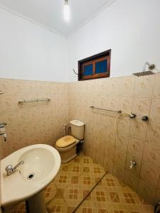 a bathroom with a toilet and a sink at Ranathunga Guest House in Ginimellagaha West +8 photos