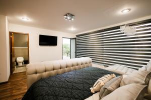 une chambre avec un grand lit et un canapé dans l'établissement Residencia privada en León, à Cañada