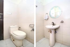 two pictures of a bathroom with a toilet and a sink at Hotel O Star INN in Jalandhar