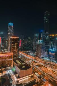 Nespecifikovaný výhled na destinaci Peking nebo výhled na město při pohledu z hotelu