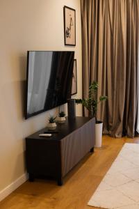 TV a/nebo společenská místnost v ubytování ММ GROUP APARTMENT