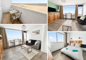 a collage of photos of a living room and dining room at Vue mer imprenable à Dunkerque, l'appel du large! in Dunkerque