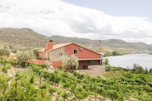 a house on a hill next to a body of water at Olhares do Douro in Torre de Moncorvo