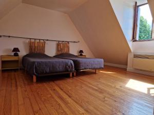 a bedroom with two beds in a attic at Gîte de la Capelle in Touluch