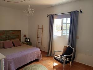 a bedroom with a bed and a chair and a window at Casa Elsa in Puerto del Rosario +25 photos