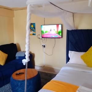 BometMaureen Homes的客房设有床、电视和沙发。