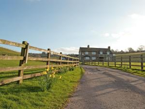 Ein Zaun und eine Straße mit einem Haus im Hintergrund in der Unterkunft Forge Cottage - 28221 in Shaldon + 5 Fotos
