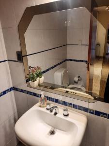 une salle de bain avec un lavabo et un miroir dans l'établissement La Casa de Ana, à San Rafael