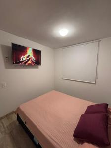 a bedroom with a bed and a tv on the wall at BAM - Hospedajes in Santa Marta