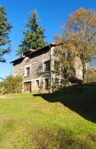an old stone house sitting on a grass field at Gite NAYA in Saint-Christophe-sur-Dolaison