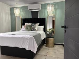 a bedroom with a large bed and a mirror at Boma Choma in Beaufort West