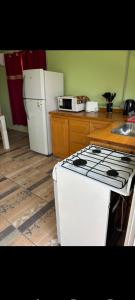 a kitchen with a white stove and a refrigerator at Hospedaje la querencia in San Antonio de Areco +4 photos