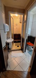 a bathroom with a toilet and a sink at Apartment Danubius in Belgrade
