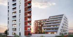 een weergave van een hoog appartementencomplex bij Beautiful one bed apartment in Bracknell