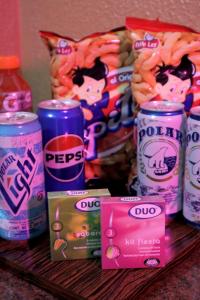 a bunch of food and drinks on a table at New Auto Motel in Barcelona