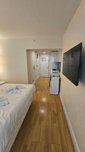 Un televizor și/sau centru de divertisment la BLACK SEA ORBI APARTAMENT s