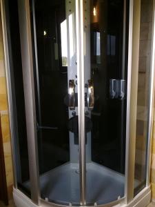 a glass shower with a toilet inside of it at Casona Asturiana Los Gamonales in Logrezana +24 photos