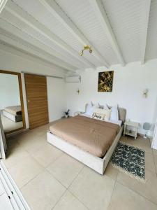 a bedroom with a large bed in a room at Oasis in Petit-Bourg