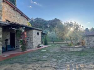 ein Steinhaus mit Garten und Innenhof in der Unterkunft Casale il Gugnolo in Castiglione dʼOrcia