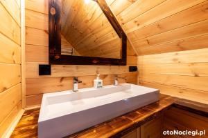 Koupelna v ubytování Leśny Wyraj