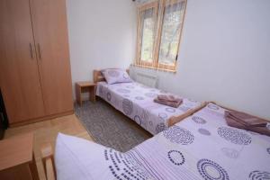une chambre avec deux lits et une fenêtre dans l'établissement Center 4U, à Vrnjačka Banja