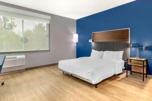 a bedroom with a bed and a blue wall at Tru By Hilton Goodlettsville Nashville in Goodlettsville +20 photos