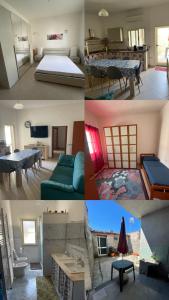 a collage of four different photos of a room at Casa Relax in Simaxis