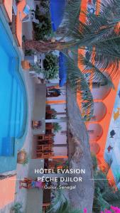 an aerial view of a hotel expansion possible buffer at Hôtel évasion pêche djilor île sine saloum in Fatick