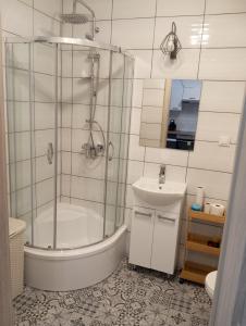 Koupelna v ubytování Mieszkanie Jaroty Olsztyn