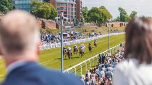 a crowd of people watching a horse race at NEW! Stylish Chester Townhouse, Sleeps 6 in Chester