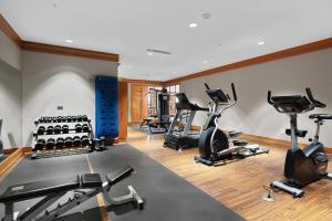 スノーマス・ビレッジにあるElk Camp Cove Snowmass Top-floor Mountain Studioのジム(複数のトレッドミル、エクササイズマシン付) +15枚の写真