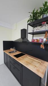 a kitchen with a sink and a counter top at Apartment Kompara in Ajdovščina