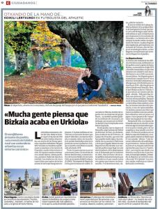 a article in a newspaper with a man sitting under a tree at Koikili Aterpetxea in Ochandiano