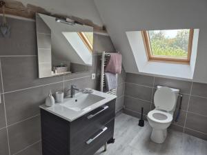a bathroom with a sink and a toilet at Gîte Le Jardin Secret Castanéa Parc Loire Anjou Touraine in Continvoir