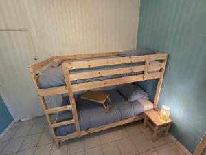 a bunk bed in a small room with a ladder at Gîte Horizons Landais Séjour professionnel et vacances dans les Landes in Pontonx-sur-lʼAdour +16 photos