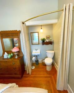 een badkamer met toilet en wastafel bij Historic Victorian Apartment in McGregor +18 foto's