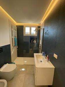 a bathroom with a sink and a toilet and a shower at Appartamento Helena Duomo in Pisa